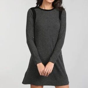 GAP Heather Gray and Black Long Sleeve ribbed swing Dress size small